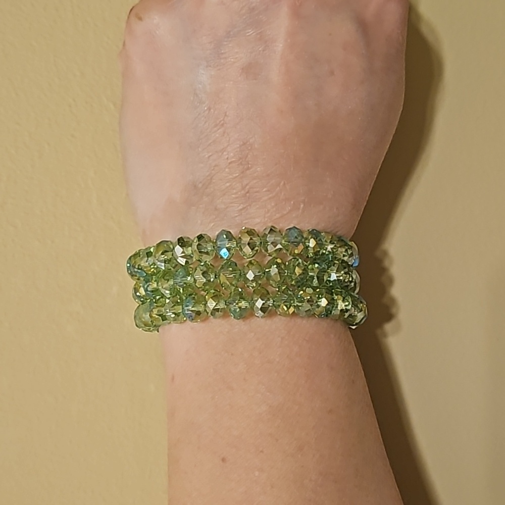 Nwot Crystal Light Green wrap wire bracelet